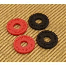 099-0819-000 (4) Fender Logo Red & Black Strap Button Blocks 0990819000