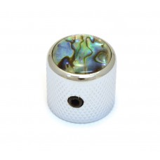 K-MDAB-C (1) Chrome Metal Dome Knobs w/Faux Abalone Top Insert