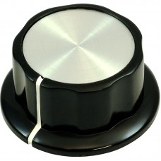 P-K374 (1) Large Boss Black White Line / Silver Top Amp Knob