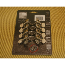 P2695 Ping Nickel Plate Mounted 8-String Mandolin Tuners w/ off White Buttons