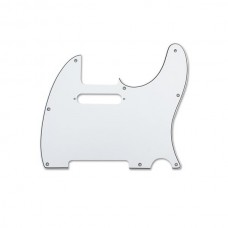 PG-0562-WPM White 3-ply Pickguard w/ Pickup Mounting Holes for Tele