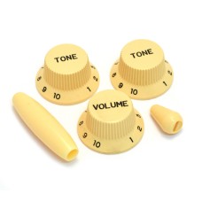 PK-0178-028 Cream Knob Set For Fender Strat Guitar w/ Tremolo & Switch Tip