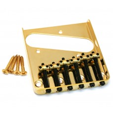 TB-0033-002 Gold Vintage 6-Saddle Tray Style Bridge for Tele Guitar