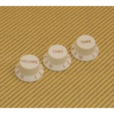 005-6254-049 Fender USA Guitar Strat Volume Tone Knob Set of 3 - Parchment 0056254049