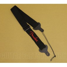 099-0662-015 Genuine Fender Black Red Logo Nylon Strap for Guitar Bass 0990662015