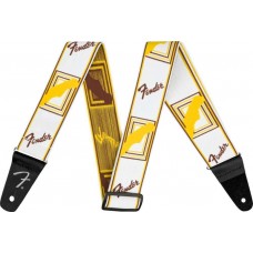 099-0686-005 Weighless 2" Monogrammed Guitar Strap White/Brown/Yellow 0990686005