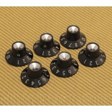 099-0930-000 6 Pure Vintage Black/Silver Skirted Amplifier Knobs 1-10 0990930000