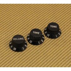 099-1365-000 Genuine Fender Black Knob Set for Strat Stratocaster Guitar 0991365000