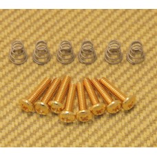 GS-0007-002 Gold Guitar Pickup & Switch Mounting Screws w/Spring USA Strat 