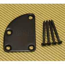 HN-008-BK Narrow Black Deluxe Cutaway Heel 4-Bolt Guitar Neck Plate w/Screws