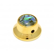 K-MBAB-G (1) Gold/Abalone Metal Guitar/Bass Bell Knob 6mm Split Shaft