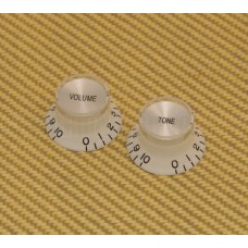 KW130 Reflector Knob Set (1) Volume & (1) Tone White/Silver for USA Gibson Guitar