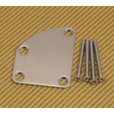 NP-DLX-C Chrome Offset/Contoured Heel Neck Plate Kit for Fender Deluxe Guitars