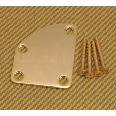 NP-DLX-G Gold Offset/Contoured Heel Neck Plate Kit for Fender Deluxe Guitars