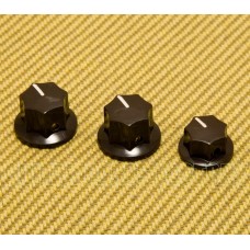 PK-0174-BROWN USA Brown Jazz Bass Guitar Knob Set For Solid Shaft USA Pots