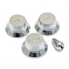 PK-0178-010 Chrome Plastic Strat Knob Set 