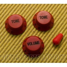 PK-0178-026 Red Knob Set For Strat Guitar 1 Volume/2 Tones & Switch Knob