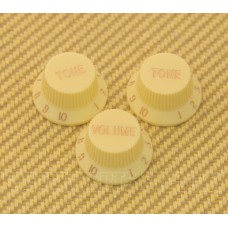 PK-0178-C Cream W/ Gold Lettering Knob Set for Strat