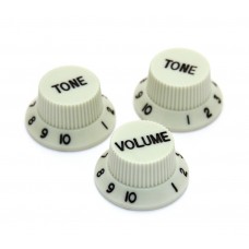 PK-0178-IMP Mint W/Black Lettering Knob Set for Import 6mm Pots Strat Style