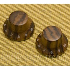 PK-KZ104 (2) Zebra Wood Strat Style Bell Knobs for Guitar/Bass 1-10 Press Fit