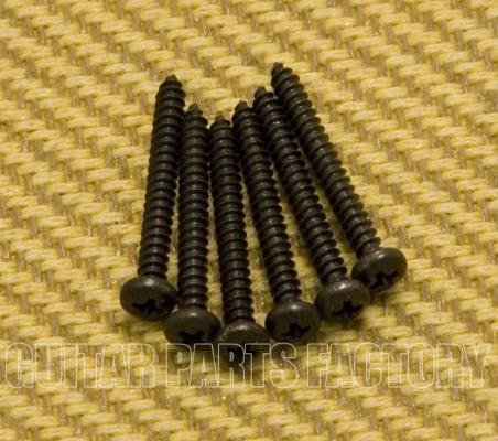 SGSB (6) Black Guitar & Bass Pickup Mounting Round Head Phillips Screws