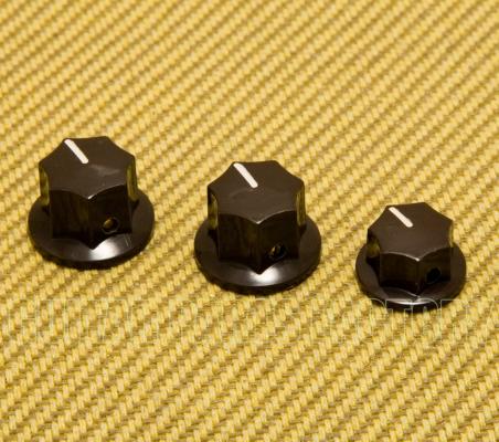 PK-0174-BROWN USA Brown Jazz Bass Guitar Knob Set For Solid Shaft USA Pots