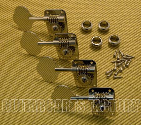 TK-0909-L01 (4) Lefty Gotoh Japan GB1 Nickel 4-Inline Compact Cloverleaf Bass Tuners